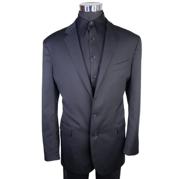 Joseph Abboud Solid Sz 46L REDA Wool Suit Coat Jacket Blazer Two Button EUC - Picture 3 of 14